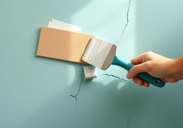 Ponçage et rebouchage des fissures avant mise en peinture
