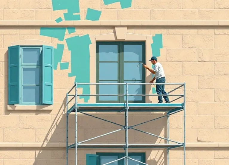 Ravalement de façade en pierre, nettoyage et application d'enduit